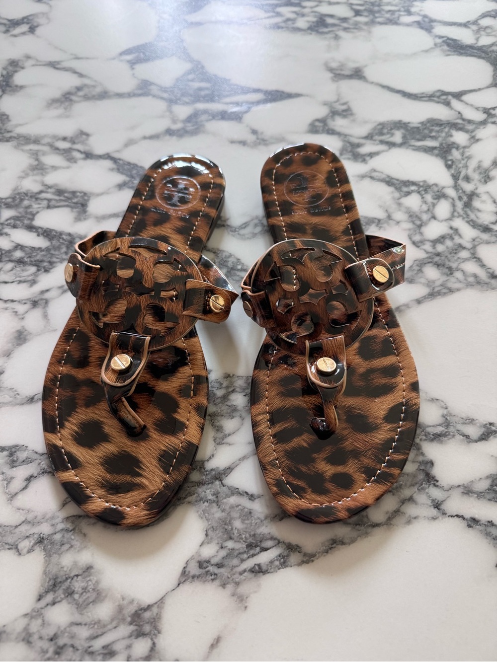 Tory Burch Leopard Print Miller Thong Sandals - Brown/Black